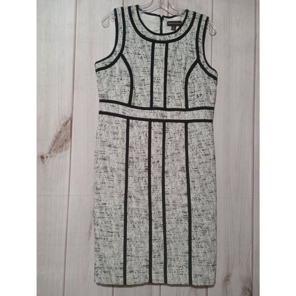 Dana Buchman Womens Size 12 Black White Textured Sheath‎ Dress Sleeveless Career